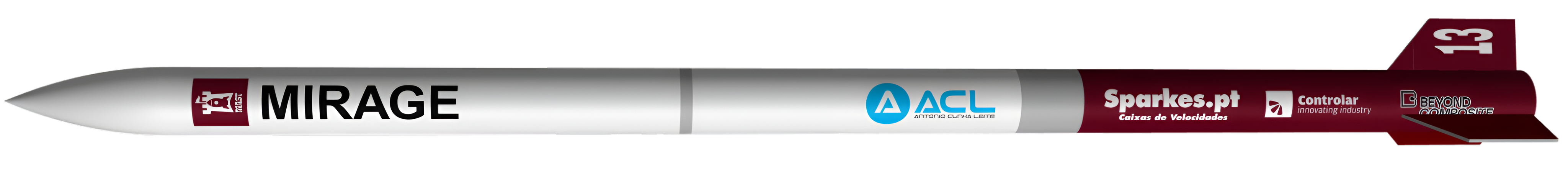 Exterior side view of the MIRAGE competition rocket